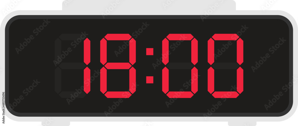 Vector flat illustration of a digital clock Vector flat illustration of a digital clock