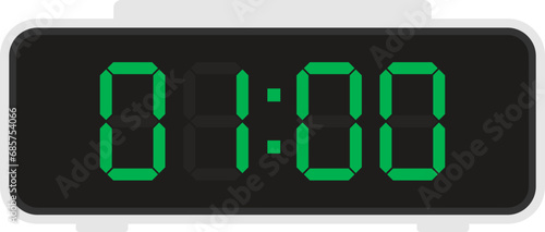 Vector flat illustration of a digital clock