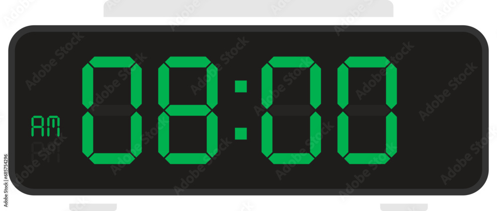 Vector flat illustration of a digital clock