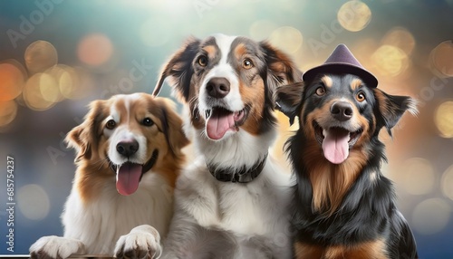 a group of dogs taking a selfie on a blurred background generative ai © Ashley