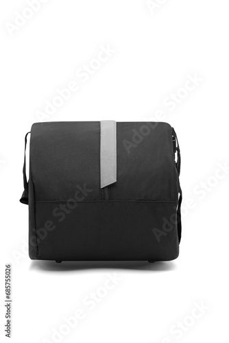 black color blank outdoor trendy fun sports custom nylon cross body shoulder strap bag duffle gym travel bags isolated on white background. mock-up.
