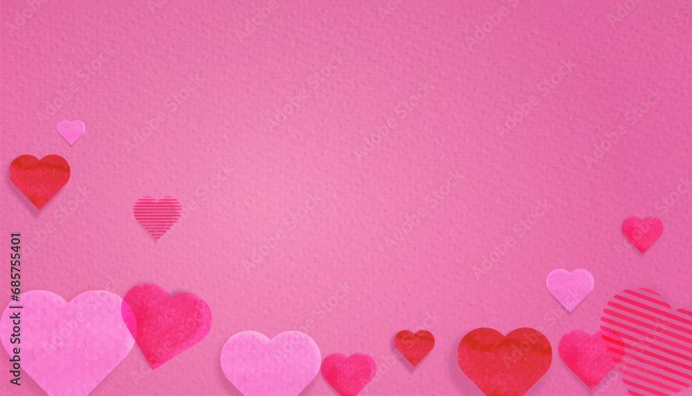 Valentine's Day banner with pink hearts for background