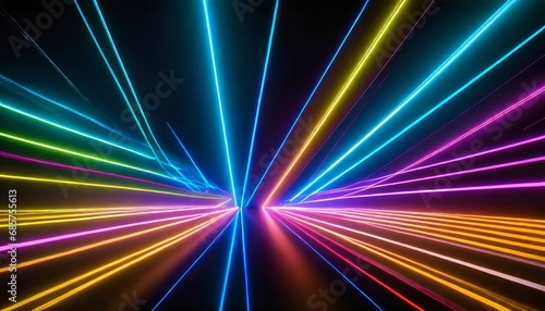 abstract neon lights background with laser rays and glowing lines illustration ai generated