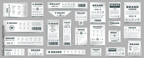 Laundry icons set for cloth design. Cleaning machine. Clothes care icons. Vector illustration. Laundry label collection with care symbols and washing instructions photo