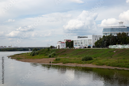 View of the Omsk fortress on the bank of the Irtysh in the city of Omsk in summer 2023