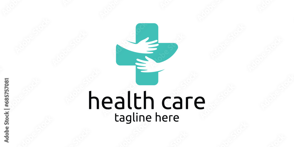 health logo design with hand elements and plus sign. health logo design with hand elements and plus sign.