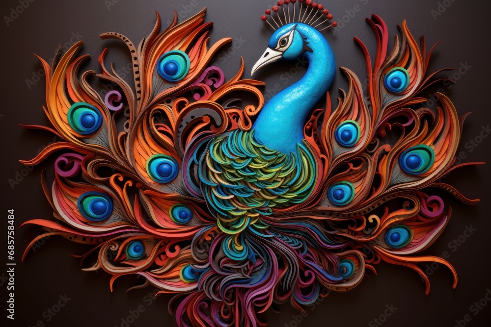 Durable Leather colorful peacock. Feather bird. Generate Ai Durable Leather colorful peacock. Feather bird. Generate Ai