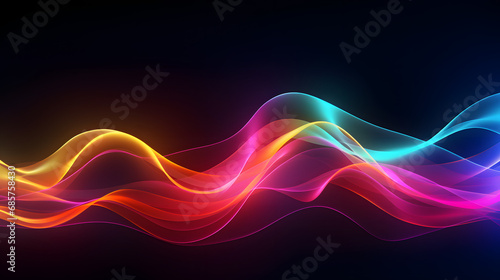 abstract background with colored glowing waves