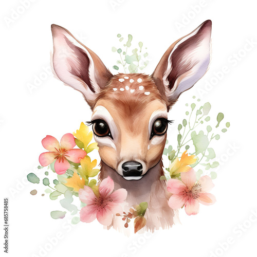 deer with delicate flowers adorning. AI generated image
