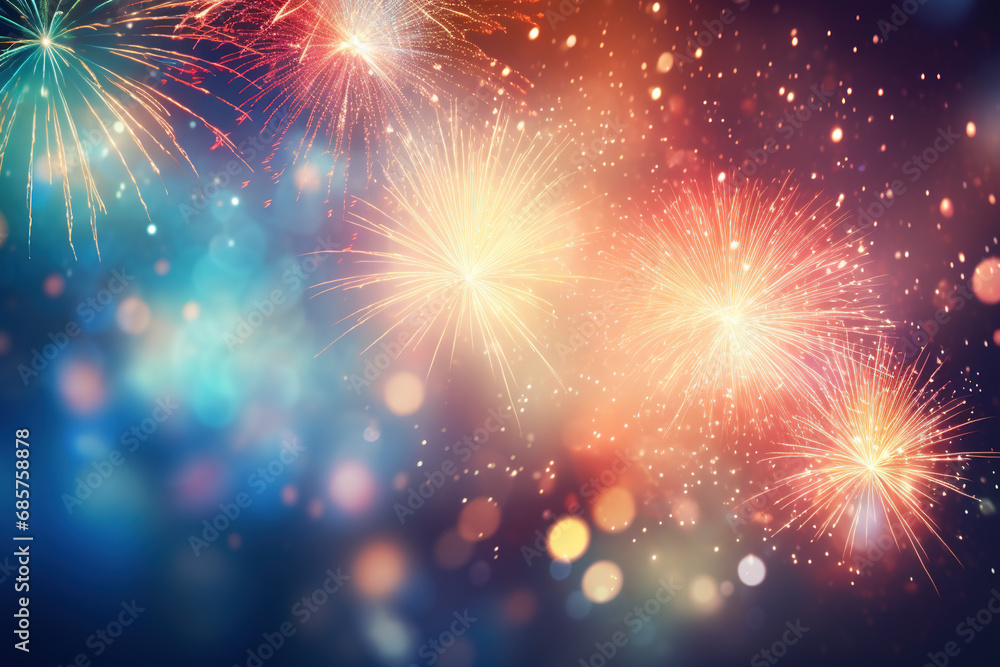 Fototapeta premium fireworks on the night sky