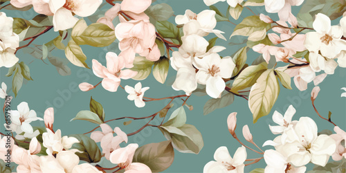 Seamless vintage pink wallpaper pattern background design art spring decorative blossom floral flower