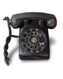vintage old telephone isolated on white background with clipping path.