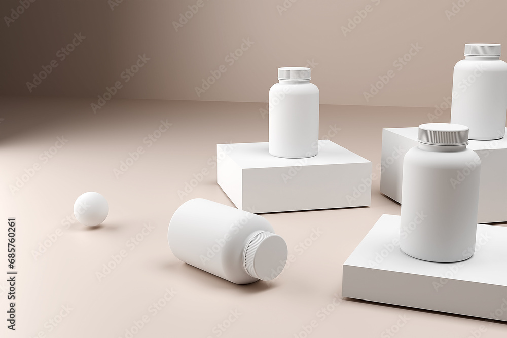 Blank medicine bottle mockup, 3d render Blank medicine bottle mockup, 3d render