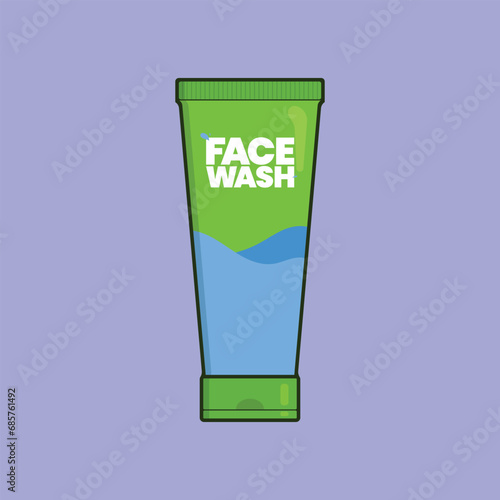 Flat Facewash Vector Illustration Icon bathroom Facewash cosmetic Product Vector