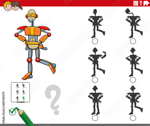 shadow activity game with cartoon robot character