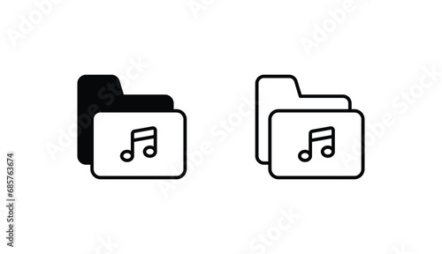 Music Folder icon design with white background stock illustration