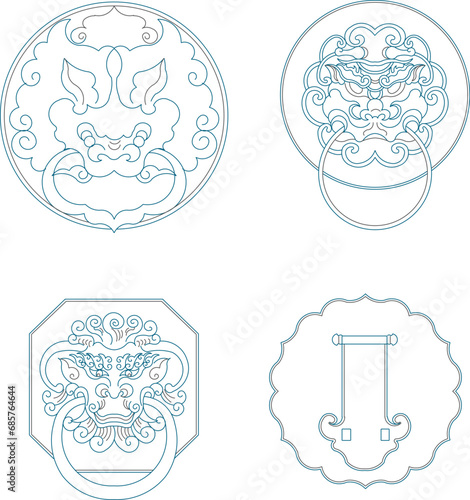 Vector sketch illustration of classic vintage door knocker decorative accessories design