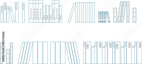 Vector sketch illustration design of decorative accessories for stack of books on a shelf photo