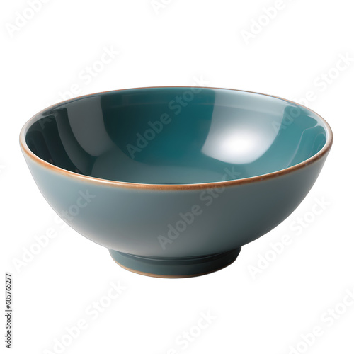 blue ceramic bowl isolated on transparent background