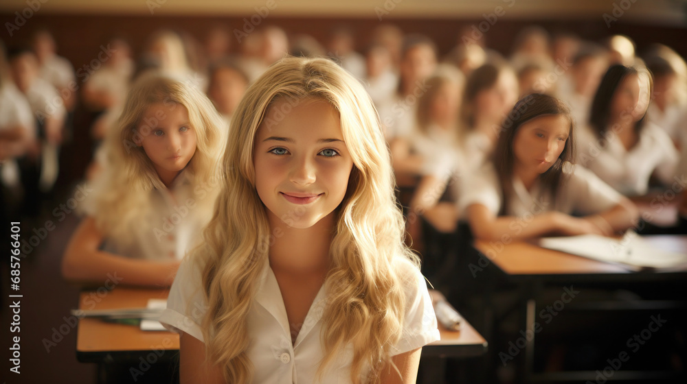 Portrait of teenage girl in classroom Portrait of teenage girl in classroom