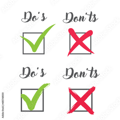 Do and Don't or Like und Unlike icons with positive and negative symbols.