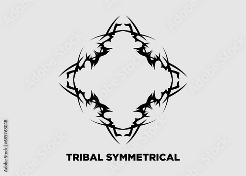 Vector illustration tribal symmetrical black zig zag motif