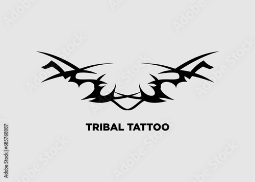 Vector illustration black tribal tattoo dragon head 