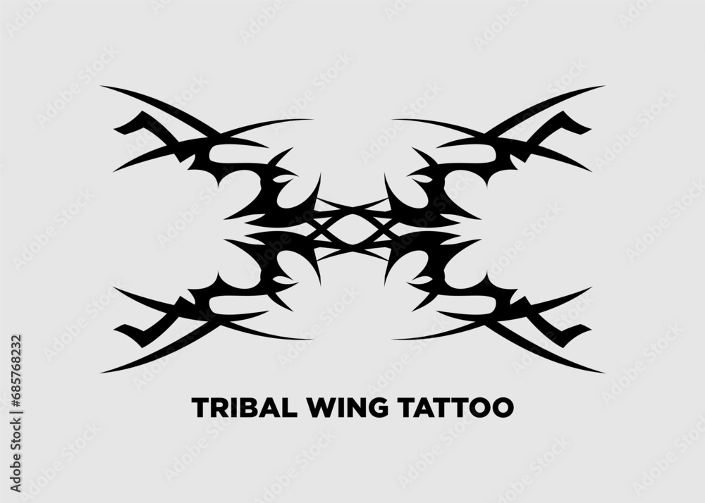 Vector illustration of symmetrical tribal wings Vector illustration of symmetrical tribal wings