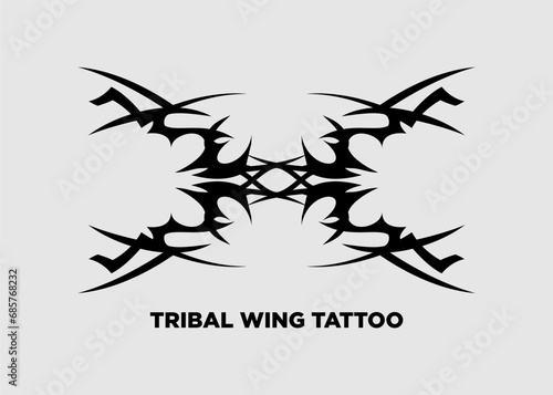 Vector illustration of symmetrical tribal wings