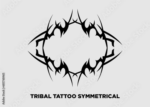 Vector illustration tribal symmetrical black zig zag motif