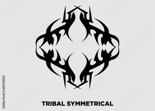Vector illustration tribal symmetrical black zig zag motif