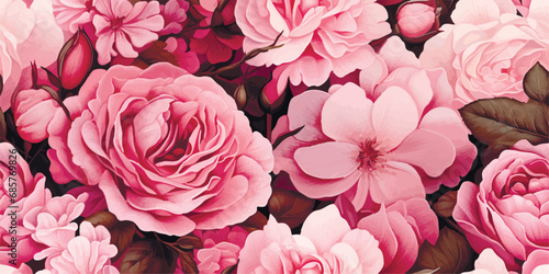 Beautiful pink rose flower pattern  floral seamless vintage pattern for fashion
