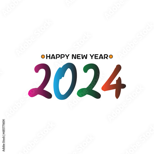 Happy new year 2024 design with colorful truncated number illustrations. Premium vector design for poster, banner, greeting and new year 2024 celebration