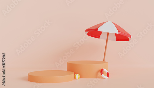 Summer with Umbrella on Pastel Color Background