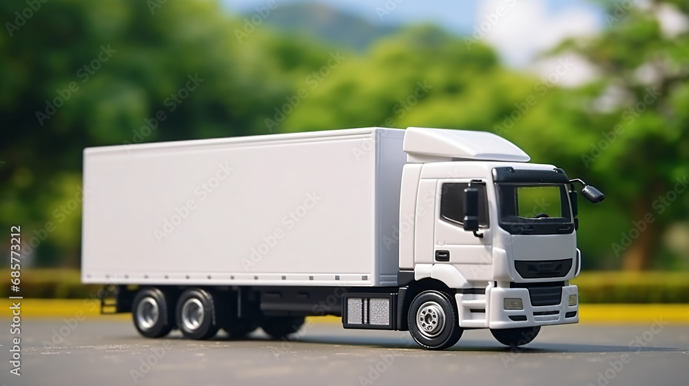 White logistic trailer truck
