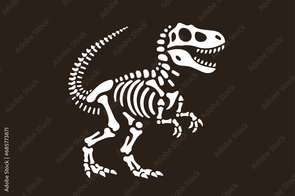 Skeleton of a Tyrannosaurus. Simple flat vector illustration Skeleton of a Tyrannosaurus. Simple flat vector illustration