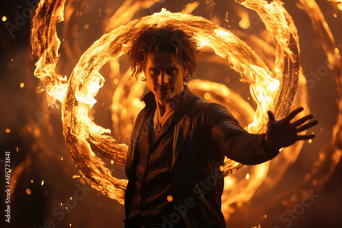 Fireshow dangerous performance at night