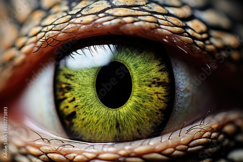 macro eye reptile. close up eye of a crocodile