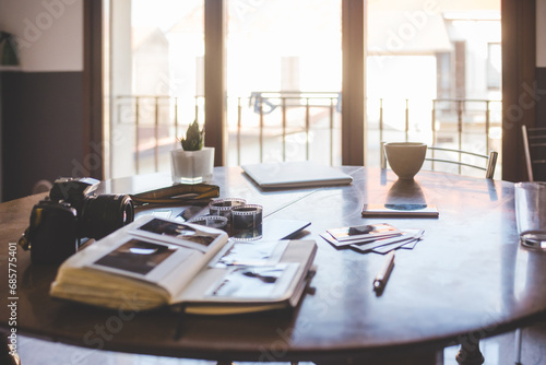 Work space for photographer or hipster style.