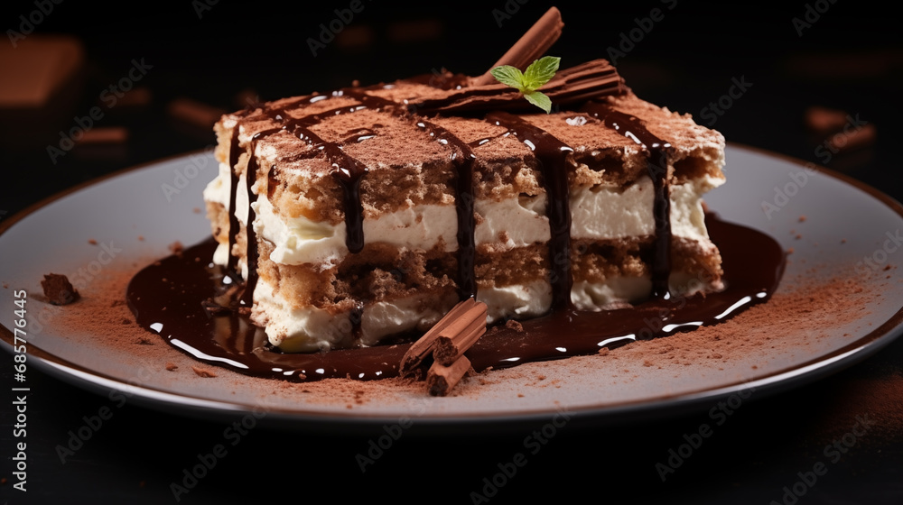 A popular dessert made with layers of coffeesoaked ladyfingers and