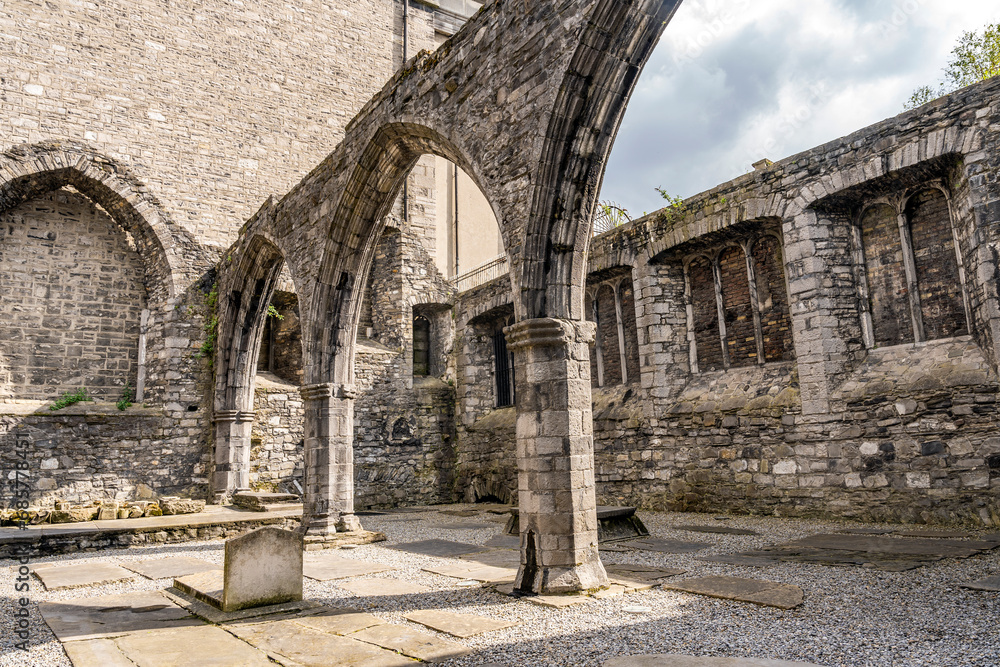 The ruins of Portlester chapel, built in the 15th century, in St Audoen's Church, Dublin city center, Ireland