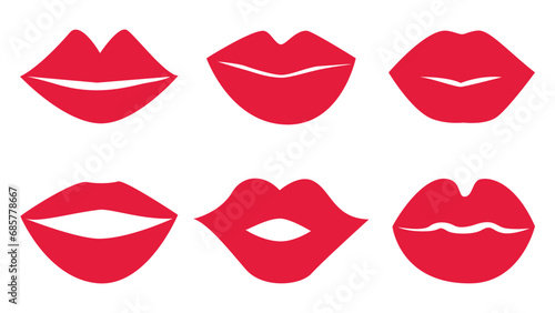 Female lips collection. Simple flat style. vector illustration photo