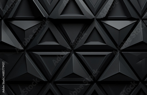 Black abstract polygonal background wall.