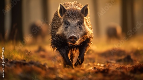 wild boar in the woods forest