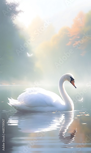 a white swan in water
