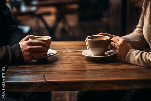 two hands holding coffee cups