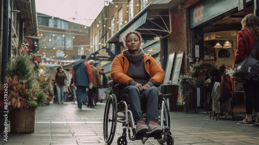 Obraz premium A person using a wheelchair