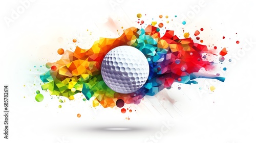 a golf ball in rainbow colors