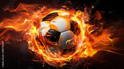 a football ball in flames