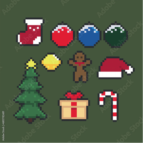 christmas icon pack pixel art